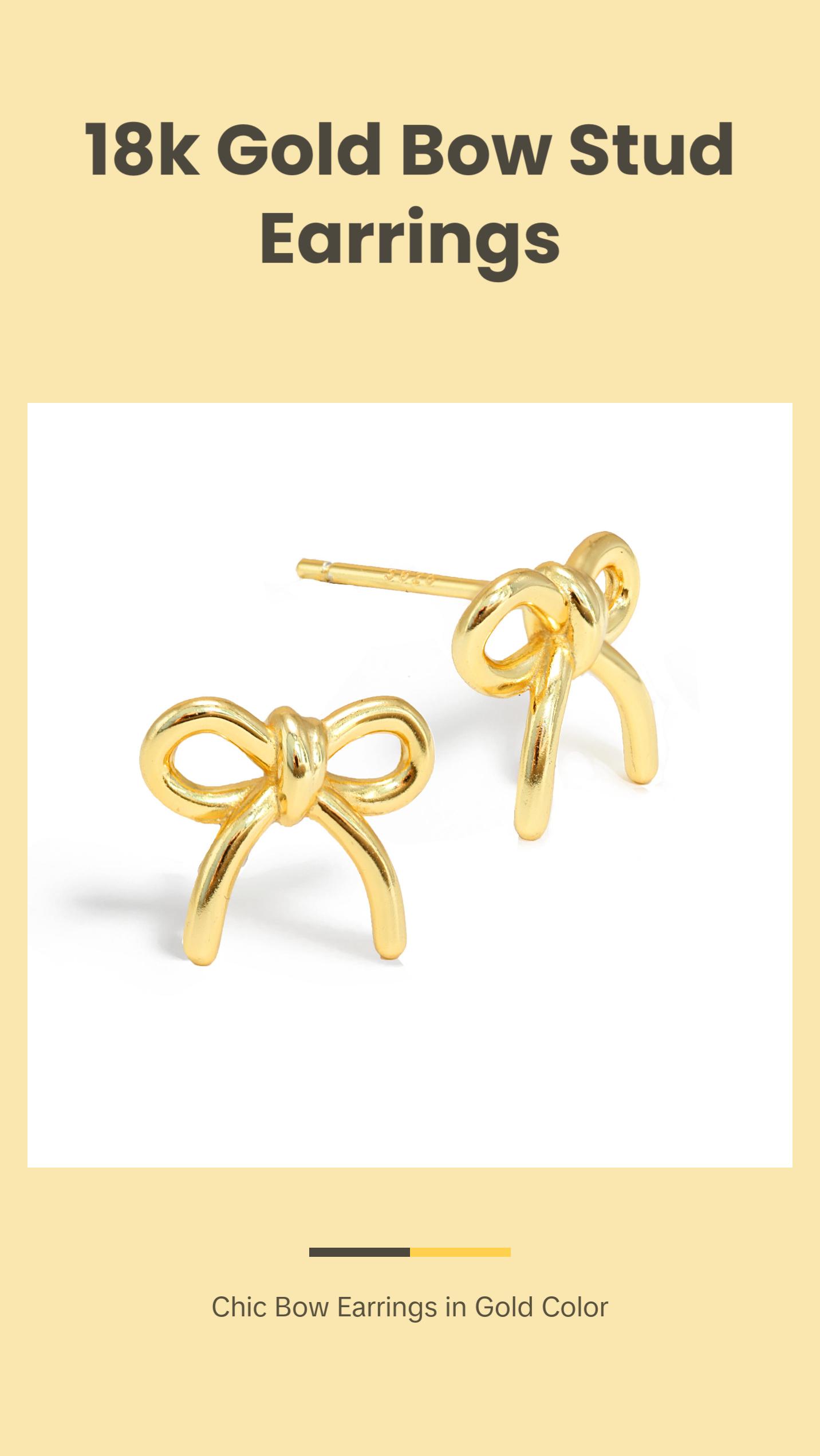 SONIA HOU Holiday Coquette Bow Stud Earrings - 18K Gold Over Sterling Silver S925 | Dainty Small Christmas Festive Bowknot | Minimalist Chic Trendy