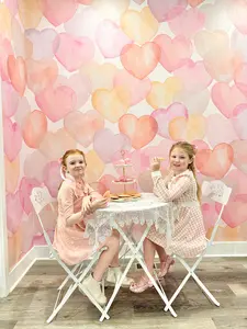 "Watercolor Hearts" Wallpaper Wall Mural by Vivian Ferne