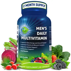 Men's Daily Multivitamin – Vegan Methylated Multivitamin for Men with Saw Palmetto, Biotin, Organic Superfoods, Probiotics & Enzymes – Energy, Gut & Optimal Health Support – Easy to Swallow Capsules