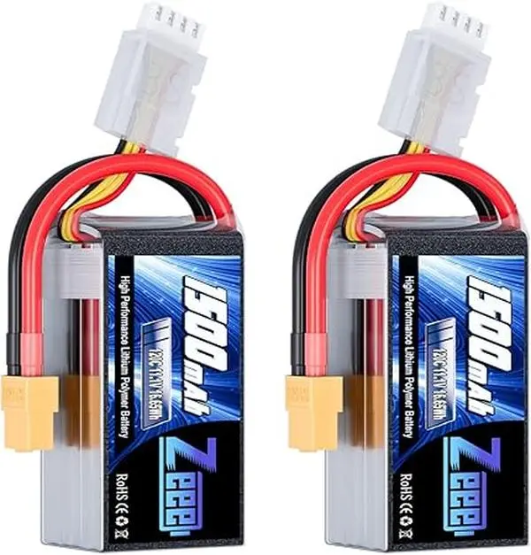 Zeee 11.1V 120C 1500mAh 3S RC Lipo Battery Graphene Battery with XT60 Plug for FPV Racing Drone Quadcopter Helicopter Airplane RC Boat RC Car RC Models(2 Pack)