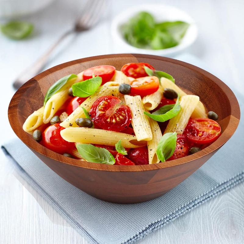 Set of 4 Acacia Wooden Serving Bowls, 7 Inch – Perfect for Salad, Soup, Noodles, and More