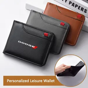 Men's Leather Wallet with Car Logo Design, Customizable ID Card Holder & Coin Pocket, Ideal for Dodge Journey RAM Chargers