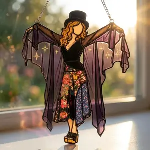 [COLLECTION] Stevie Nicks Suncatcher Fleetwood Mac Art, Faux Stained Glass Window Hanging, Boho Witchy Decor, Music Lover Gift, Acrylic Window Art