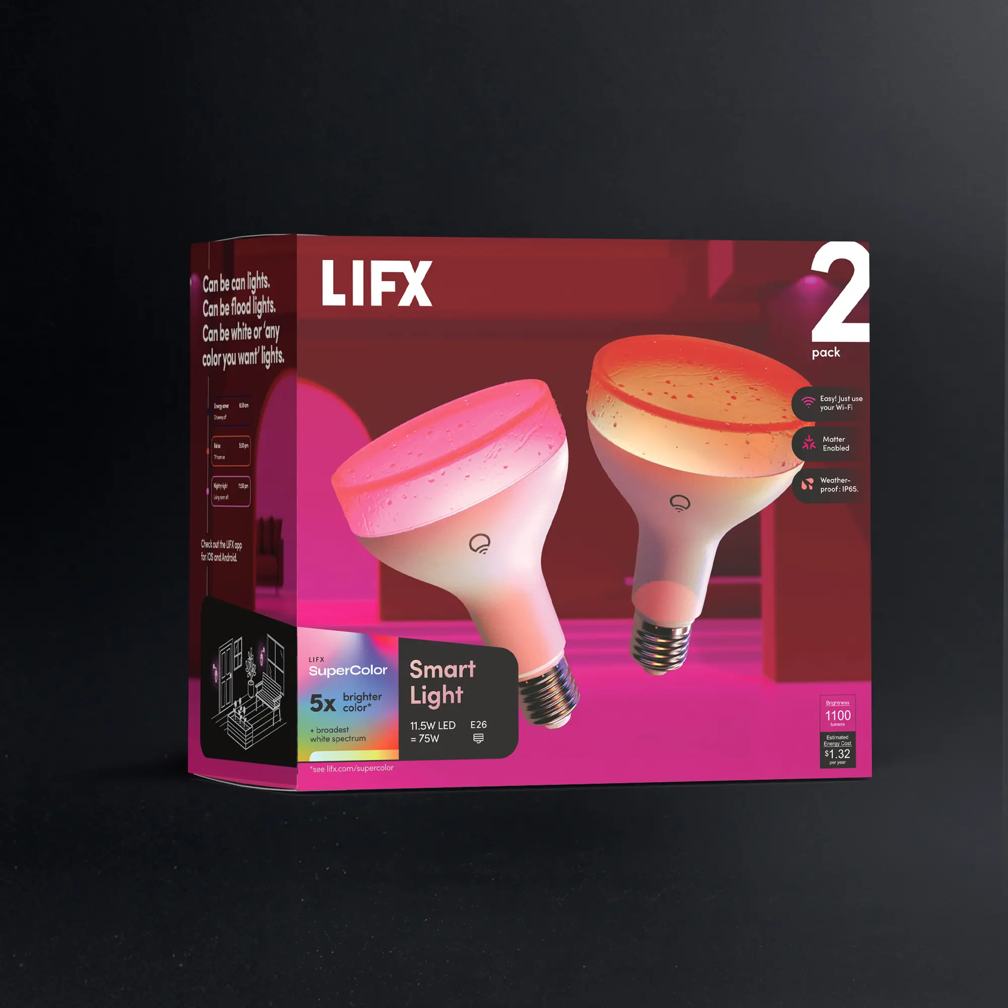 LIFX SuperColor BR30 Smart Light 2-Pack - 1100 Lumens LIFX SuperColor BR30 Smart Light 2-Pack - 1100 Lumens