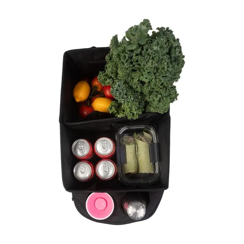 Car Backseat Organizer with Cup Holders & Zipper Pocket, Multi-Compartment Auto Storage Box for Trunk/Seat, Durable Oxford Cloth Vehicle Organizer for Travel, Camping, Daily Use