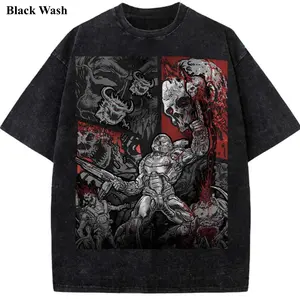 DOOM Eternal Vintage Wash Tee, DOOM T-shirt, Game Graphic Tees, Unisex Shirt, Game Gift For Fan, Menswear Womenswear Crew Neck Oversize Fit Heavy Cotton