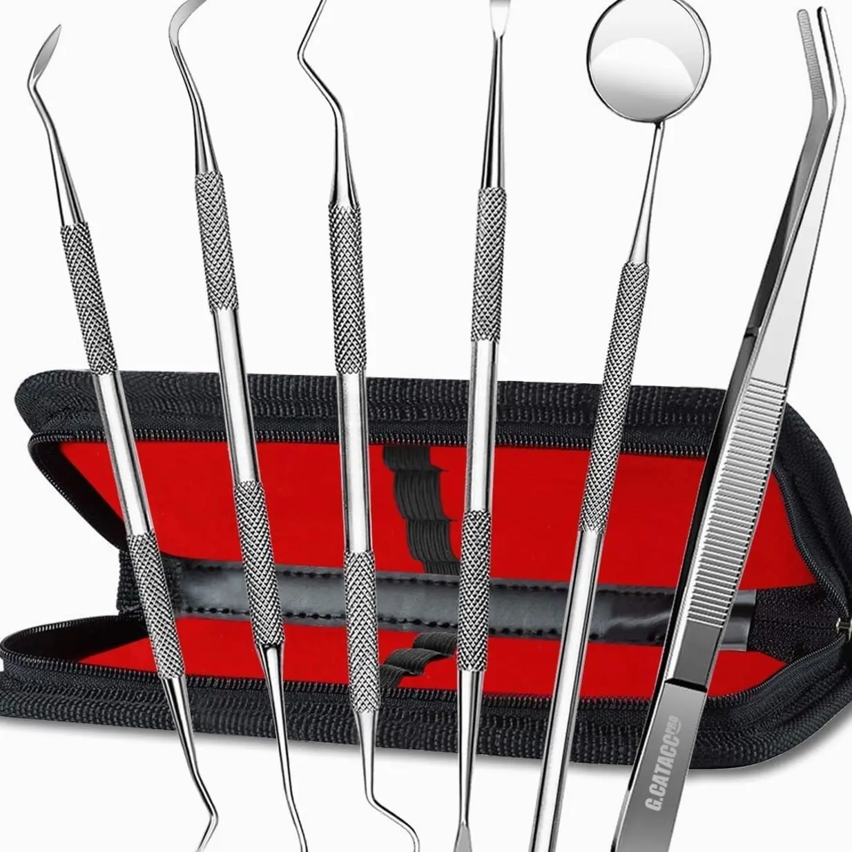 Dental Tools, Dental Pick Teeth Cleaning Tools Hygiene Kit, Plaque Remover for Teeth, Professional Stainless Steel Tooth Scraper Plaque Tartar Cleaner - with Case