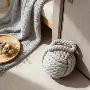 Woven Cotton Knot Door Stopper, Heavy Weight Decorative Door Wedge, Non-Slip, Anti-Scratch, Perfect for Home, Office, Bedroom, and Dorm, Blocks Bugs & Noise