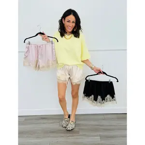 Drawstring Lace Trim Shorts (Reg.)-3 Colors