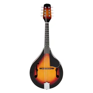 Sunburst A-Style Mandolin with Pickguard 8-String Acoustic Instrument for Beginners Bluegrass Country Music Rosewood Fingerboard Basswood Body Mahogany Top