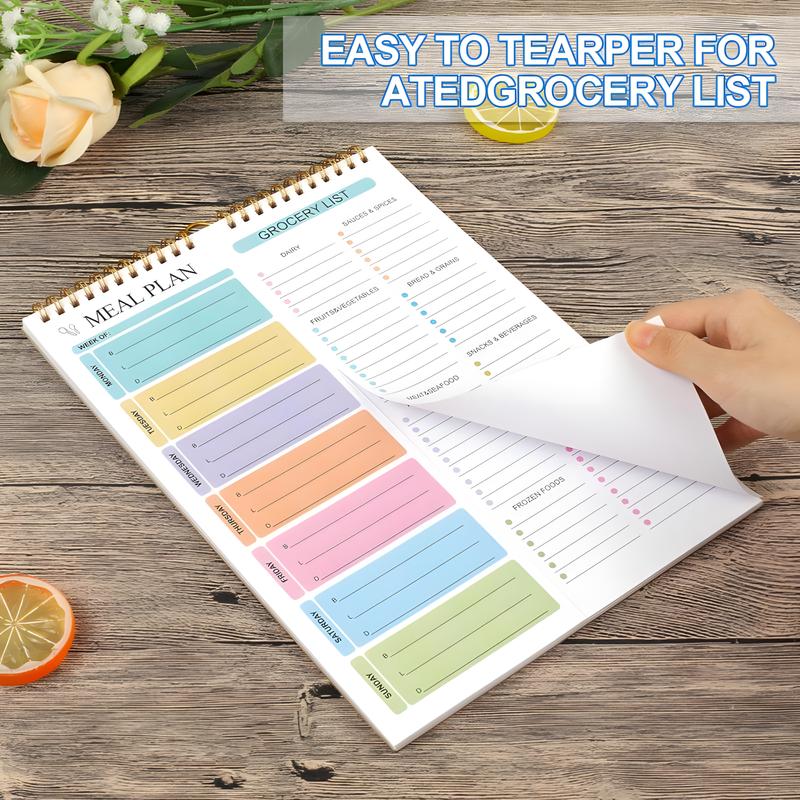 Weekly Meal Planner with Grocery List, Magnetic Fridge Planner, 50 Tear-Off Sheets, 5.83 x 8.54 Inch Meal Prep Pad, Wall-Mountable Kitchen Planner with To-Do List and Daily Schedule