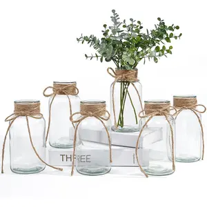Vintage glass vases for flowers set of 6 clear vases for farmhouse wedding centerpiece cylinder bottle for reception table decoration home decor floral arrangements