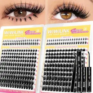 Lash Clusters Kit Cove Eyelash Clusters Manga with Bottom Lashes Anime 100D 150D Individual Lashes 10-18mm Wispy Cluster Eyelash Extensions Spiky D Curl Volume DIY Lash Extension Kit