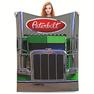 Peterbilt Truck Pattern Flannel Blanket, ultra-soft microfiber, suitable for sofas, offices, beds, camping, all seasons, 60*50 inches. puffy