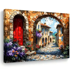 1 Piece Wooden Frame Canvas Painting, Old Italian Street with Arch, Wall Art Print for Living Room, Bedroom, Kitchen, Home Office Decoration, Ideal Christmas Gift, Perfect for Her and Him, Ideal for Room Decoration