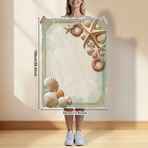 Large Elegant Vintage Coastal Nautical Wall Art Print, Retro Seashell Starfish Ocean Themed Decorative Blank Wall Poster for Home Decor
