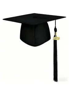 2026 Graduation Cap with Tassel, Polyester Bachelor Hat, Accessories, Suitable for High School and University Ceremonies, Hand Washable, Campus Events