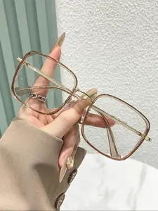 Vintage Square Frame Eyeglasses, Blue Light Blocking Eyeglasses for Women & Men, Fashion Eyeglasses for Work, Daily Clothing Decor, Perfect for Student Daily Use