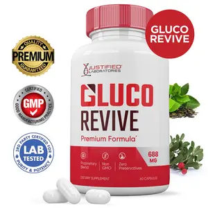 Gluco Revive 688MG Premium Formula Glycogen Support Gluco Optimizer Glurenu Supplement Formulated Hawthorne Hibiscus Garlic Juniper Powder Olive Forskolin Green Tea Extract 60 Capsules