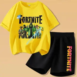 Fortnites Series T-shirt Shorts Suit for Children Hot Game Top and Pants Set Summer Cute Home Loungewear Outfit Birthday Gift
