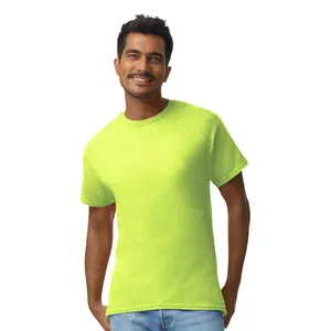 CROWN CRAZE Men's High Visibility 100% Cotton T-Shirt Hi-Vis Solid Color Construction Work Tees