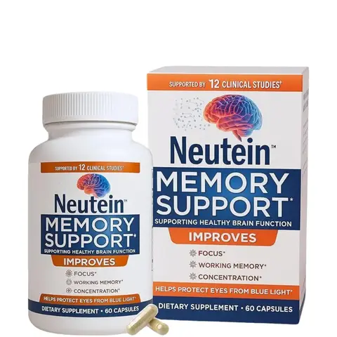 Neutein Memory Support Supplement for Enhanced Focus & Attention - 60 Capsules - Clinically Proven for Improved Cognitive Function - Protects Eyes from Blue Light - Healthcare & Fitness Essential Edible Dietary