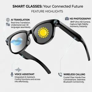 Viral AI Smart Glasses 2026 8MP POV Camera, HD Video Recording, photochromic lenses, AI Translation & Bluetooth Music Calls
