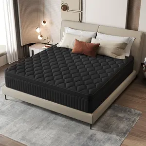 CHEVNI 12-14 Inch Twin Full Queen Size Mattress Black Gel Memory Foam Pocket Spring Bed in a box Medium Firm Comfortable Mattresses Summervibes