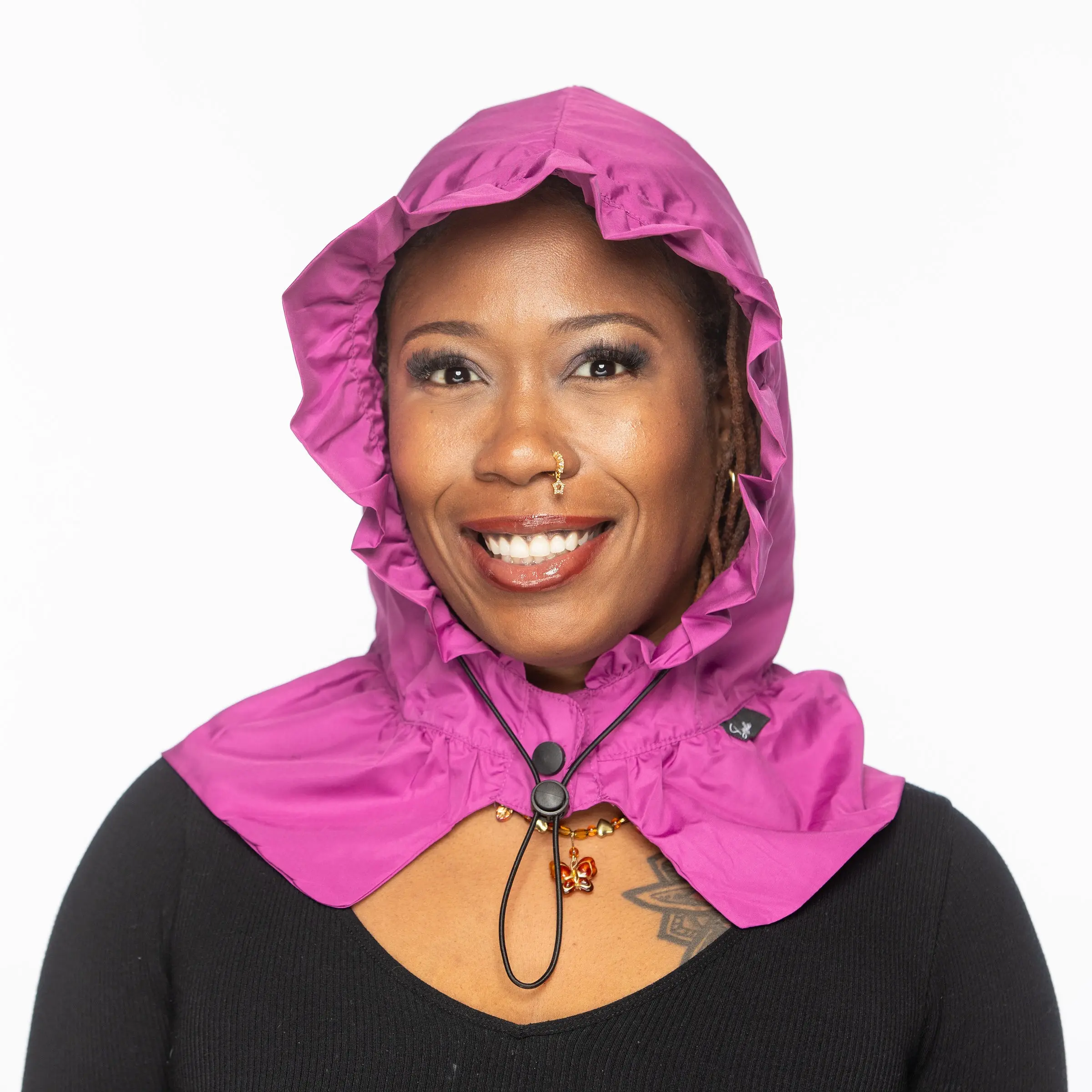 Drizzle Raincap Women's Solid Purple Rain Bonnet - Waterproof and Adjustable with Discreet Hidden Pocket for Long, Thick Curls, Hair Protection, Prevents Frizz