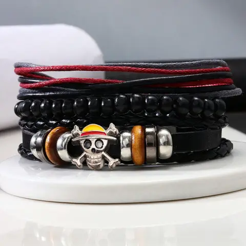 Men's Fashion Skull Charm Stackable Bracelet Set, 3pcs Handmade Beaded Adjustable Stacking Bracelet, Bracelets Stack, Casual Holiday Party Jewelry Accessories, Daily Clothing Decoration, Fashionable Bracelet, Stacked Bracelets