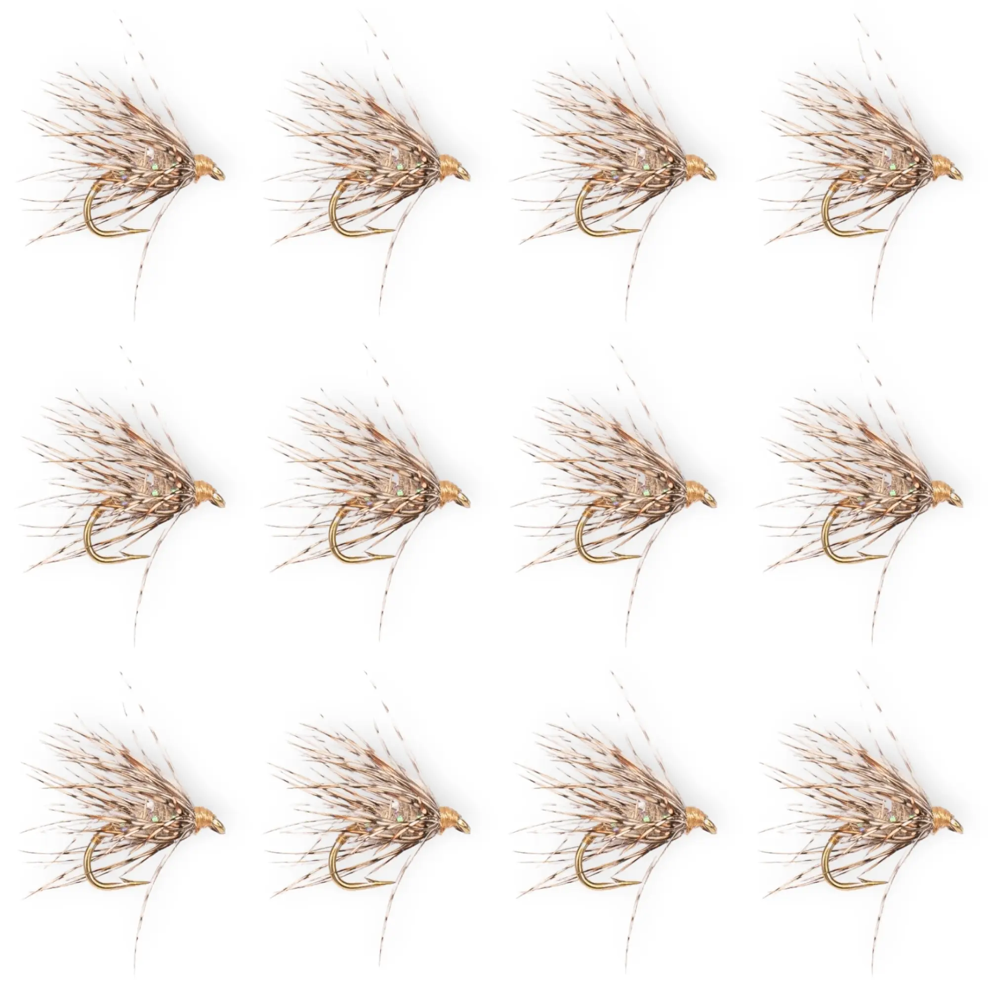 Floating Feather Supply Soft Hackle Nymph Fly 12 Pack – Trout Wet Fly Pattern Size 14
