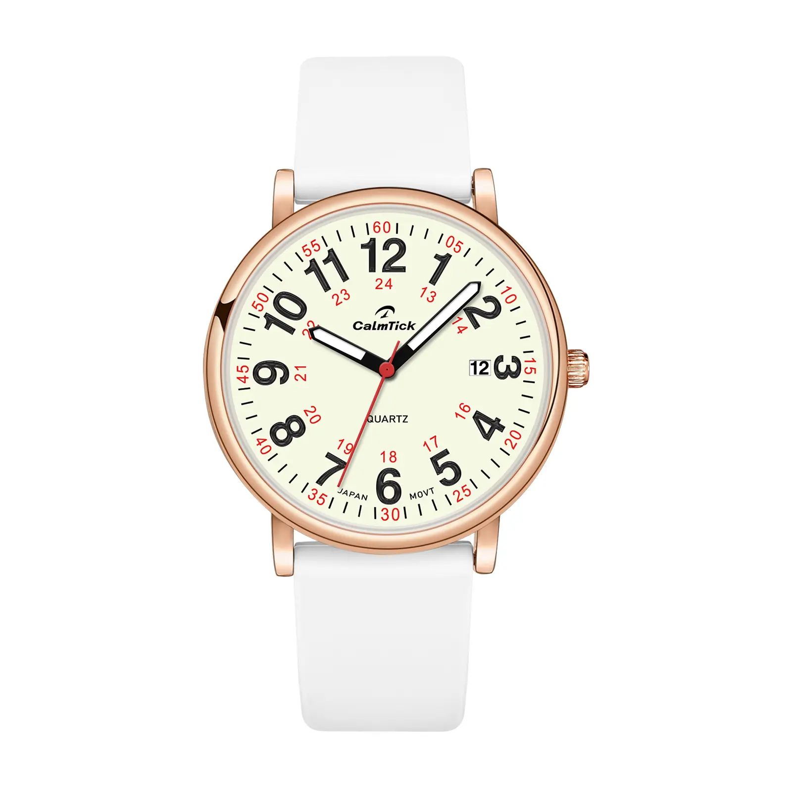 Unisex Nursing Watch for Medical Workers - Waterproof Watches (30ATM), Metal Case, Silicone Strap, Strong Luminous Dial Hands, Date Display, Durable, 12 Styles 