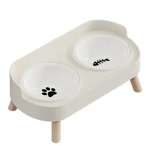 【TikTokShopBlackFriday】Ceramic Double Pet Bowl, Elevated Anti-Slip Food and Water Dish for Cats and Dogs