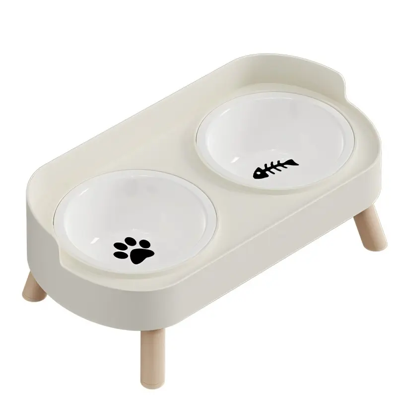 【TikTokShopBlackFriday】Ceramic Double Pet Bowl, Elevated Anti-Slip Food and Water Dish for Cats and Dogs sohochic