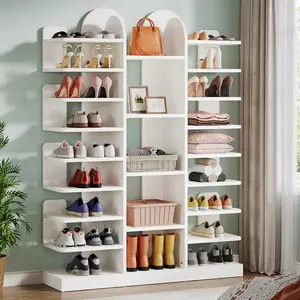 Tribesigns 13-Tier Shoe Organizer with Open Shelves for Entryway, Freestanding Tall Shoe Storage Cabinet, Holds 40 Pairs, Wide Wooden Shelf Decorative Rack
