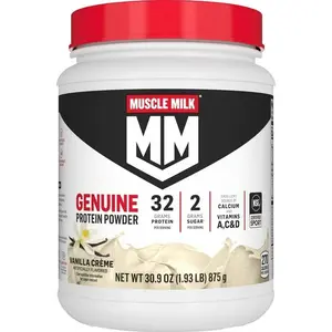 Muscle Milk Genuine Dietary Protein Powder - Vanilla Flavor, 32g Protein Per Serving, 1.9lb (30.9oz)