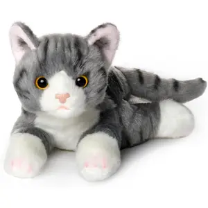 Bearington Collection Lil' Socks Cat Plush Toy - 8-Inch Striped Realistic Cat Stuffed Animal For Kids