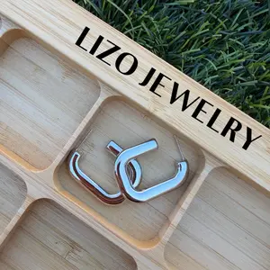 Rectangluar earrings silver stainless steel LIZO JEWELRY