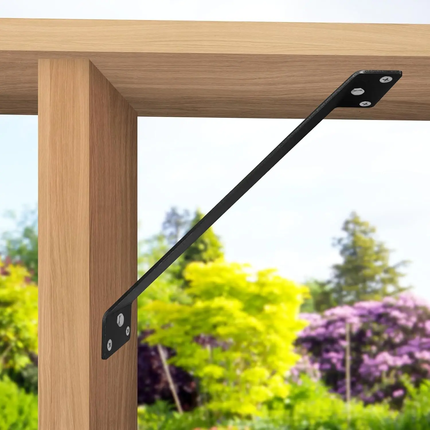 4Pcs Inside Mount 45 Degree Pergola Brackets, 11.1 X 1.5 Inch Heavy-Duty Corner Brace Connectors, Inner Reinforcement Brackets For Wood Posts And Beams, Table Edges, Storage Boxes, Pergolas And Gazebos, DIY Hardware For Garage, Garden And Yard