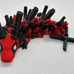 Marc Dragon Red & Black 3D Printed Action Figure with Detailed Features and Stylized Design