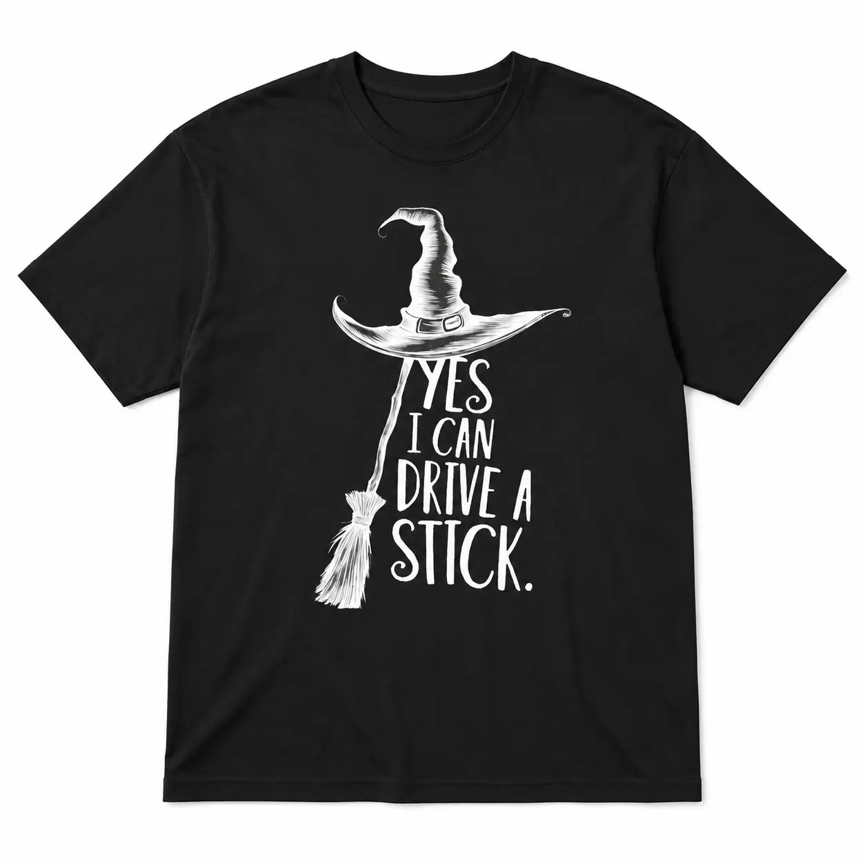 Women's Yes I Can Drive a Stick Witch Graphic T-Shirt, Casual Oversized 100% Cotton Short Sleeve Top for Spring Summer