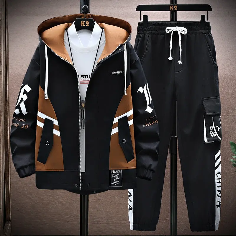 men's fall hooded jacket set Jacket & Trousers Leisure Set