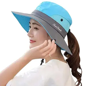 Women's Summer Sun Bucket Hats UV Protection Beach Foldable Mesh Fishing Cap