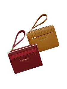 Women's Mini Zipper Wallet with Wrist Strap, Multi-Color Leather Texture, Multiple Card Slots, Coin Pocket, Casual Style for Daily Use, Stylish Wallet, Wallet Wristlet
