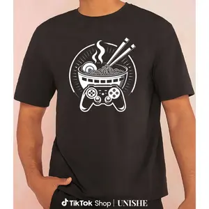 Ramen + Controller Casual Tee – Great for Food Lovers Who Also Game