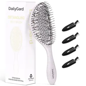 Ventilated Detangling Hair Comb with Random Section Clips, Ideal for Wet/dry Hair, Curl/wave/strand Types, Anti-Knot, Blowout, Scalp Massage