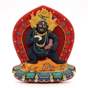 Vintage collectibles Traditional Chinese Black Jambhala thangka statue, a symbol of wealth, abundance and positive energy in Oriental culture. A finely crafted cultural amulet for blessing and collection