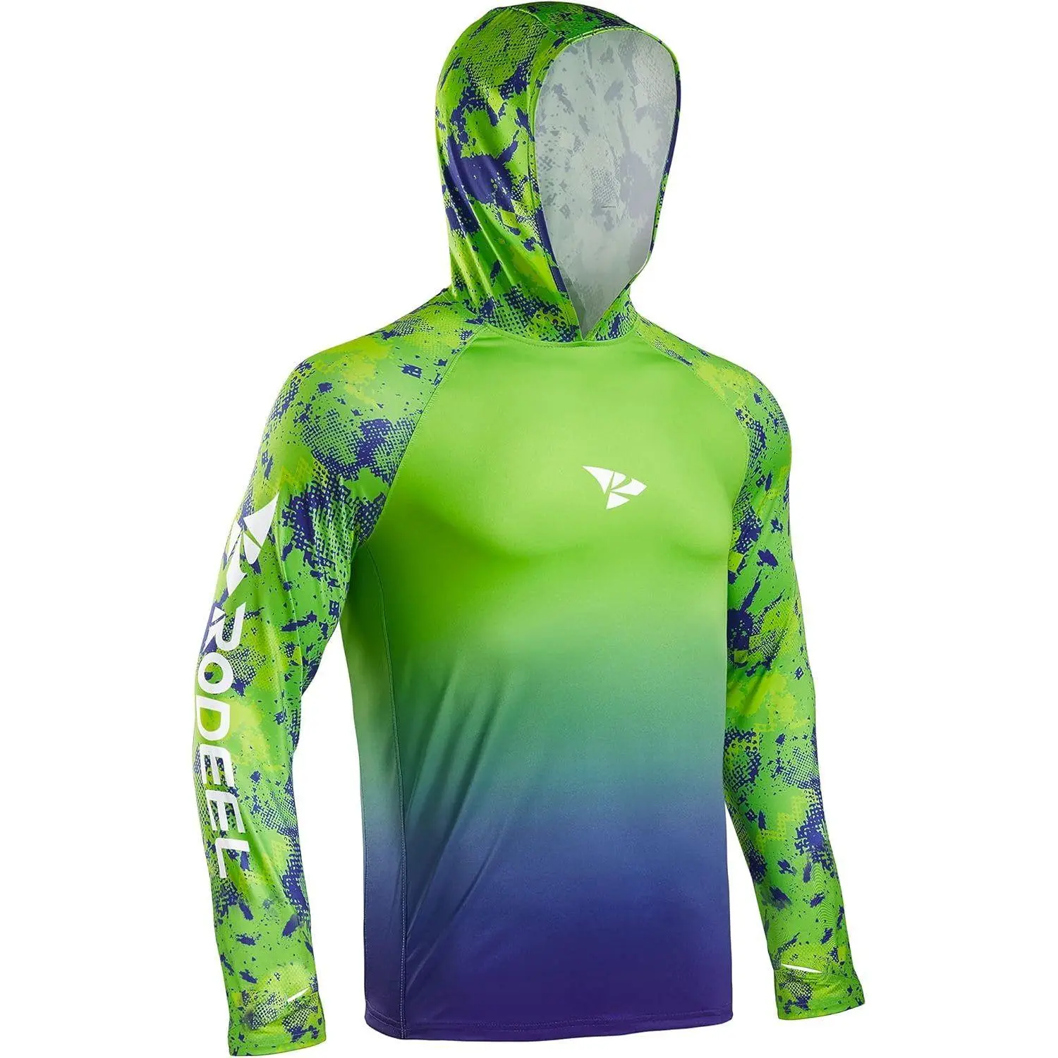 RODEEL 907 Male Sun Hoodie Shirt - UPF 50+ UV Protection, Long Sleeve, Lightweight, Quick Dry, Moisture Wicking, Breathable, Cooling Athletic Activewear Clothing for Fishing, Hiking, Gym Workout, summervibes