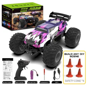 Q175 Rechargeable Remote Control Monster Truck, Electric Off-Road Crawler with Colorful Body & Head Lights, Perfect Birthday & Children's Day Gift for Kids