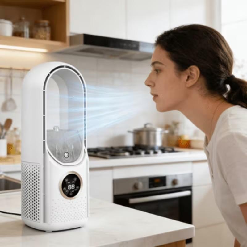 Pray Multifunctional Cooling Misting Fan - Portable Fan for Hot Weather, Integrated Misting Cooler, Home Bedroom AC Alternative, 7-Color Changing LED Ambient Light, Timer & Automatic Shutoff
